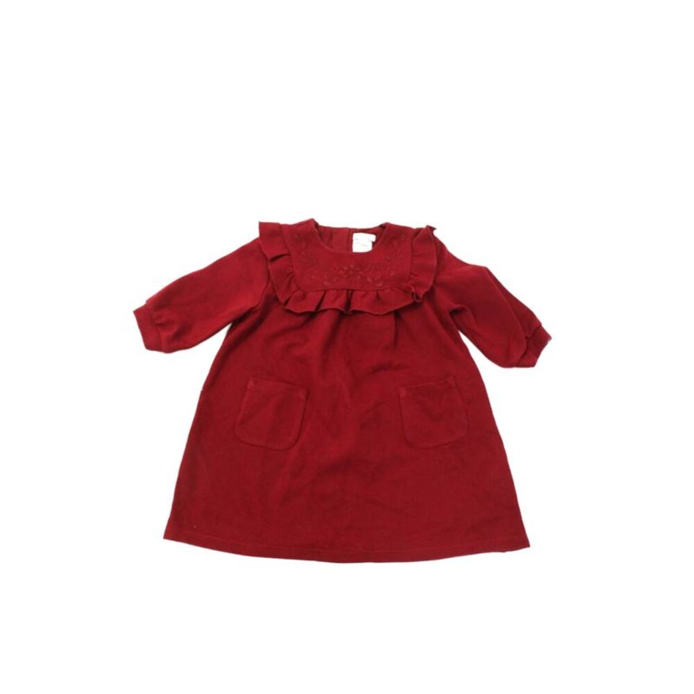 Chloe Childrens Girls Long Sleeves Embroidered Sweater Dress Red Cotton Size 3T